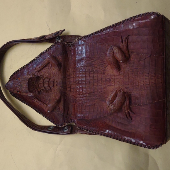 Vintage Crocodile Alligator Leather purse AS Is circa 40s/50s - Picture 5 of 11